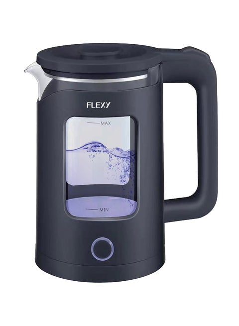 FLEXY® 1.5L 1360W Electric Kettle Glass Water Boiler | Double Crystal Walls, Auto Shut-Off | Instant Water Heater Tea Maker | Boil-Dry Protection, 360° Swivel Base | Cool Handle