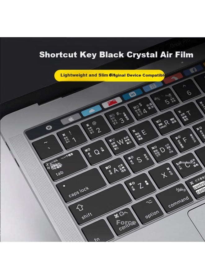 Jiasu Apple Macbook Pro 13 Black Crystal Shortcut Key Keyboard Cover Film [a1706/a1989/a2159] 13-inch M1/m2 Keyboard Protective Film Ultra-thin Invisible Transparent - Image 4