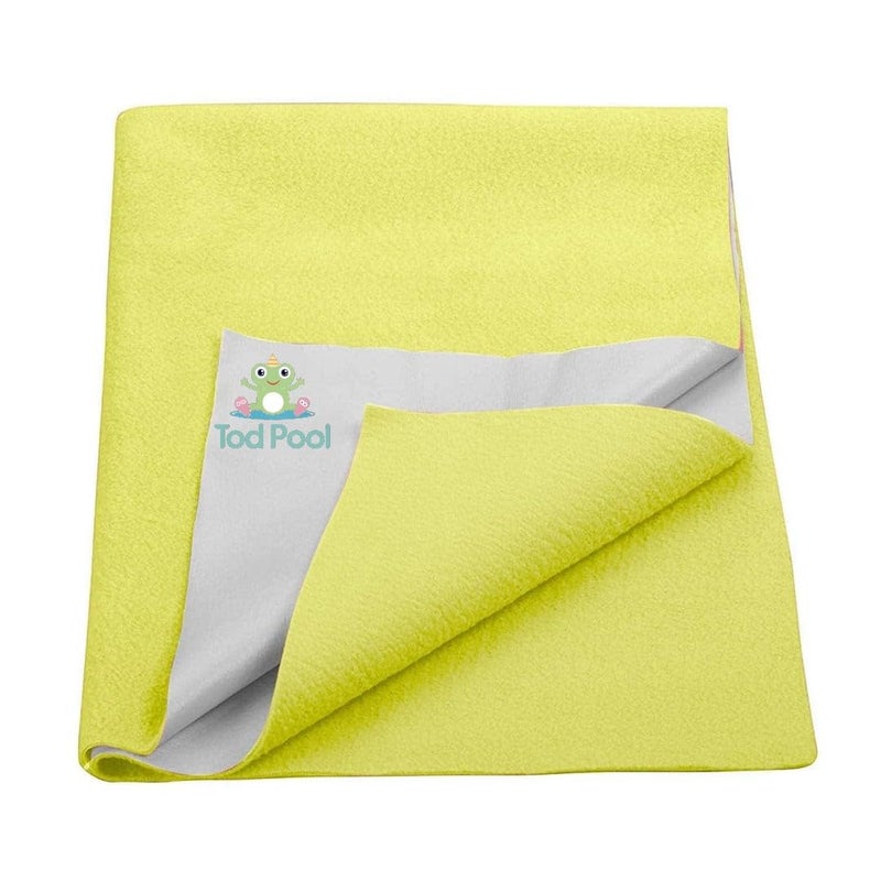 Tod PooL Breathable Bed Protector | Anti-Piling Fleece Extra Absorbent Washable | Waterproof Quick Dry Sheet | Bed Protector Sheet for Kids and Adults (1, Yellow, Small (70x50cm)) - Image 1