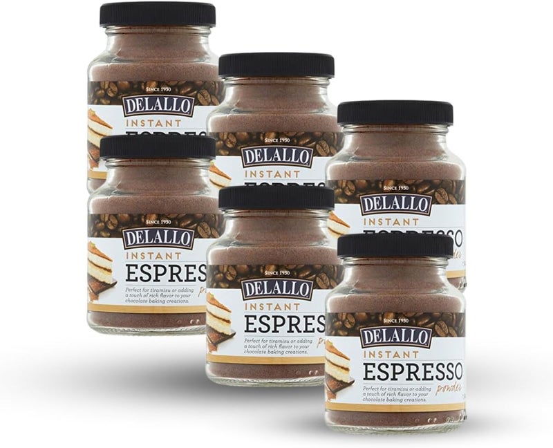 DeLallo Instant Espresso Powder, 1.94 Ounce Jar, 6 Pack, For Baking and Drinks,100% Dark Roast Coffee, Naturally Caffeinated, Non GMO - Image 1