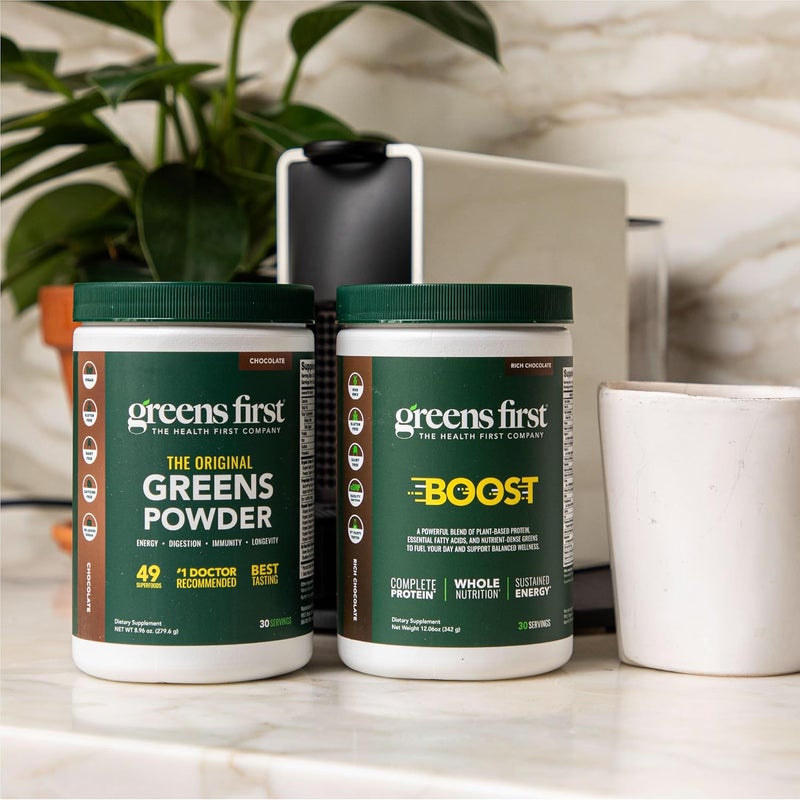 Greens First Boost  PlantBased Protein  Balanced Nutrition  Superfood Shake Mix  No Wheat or Soy  DairyFree  Vegan  Dutch Chocolate 1228 oz - Image 4