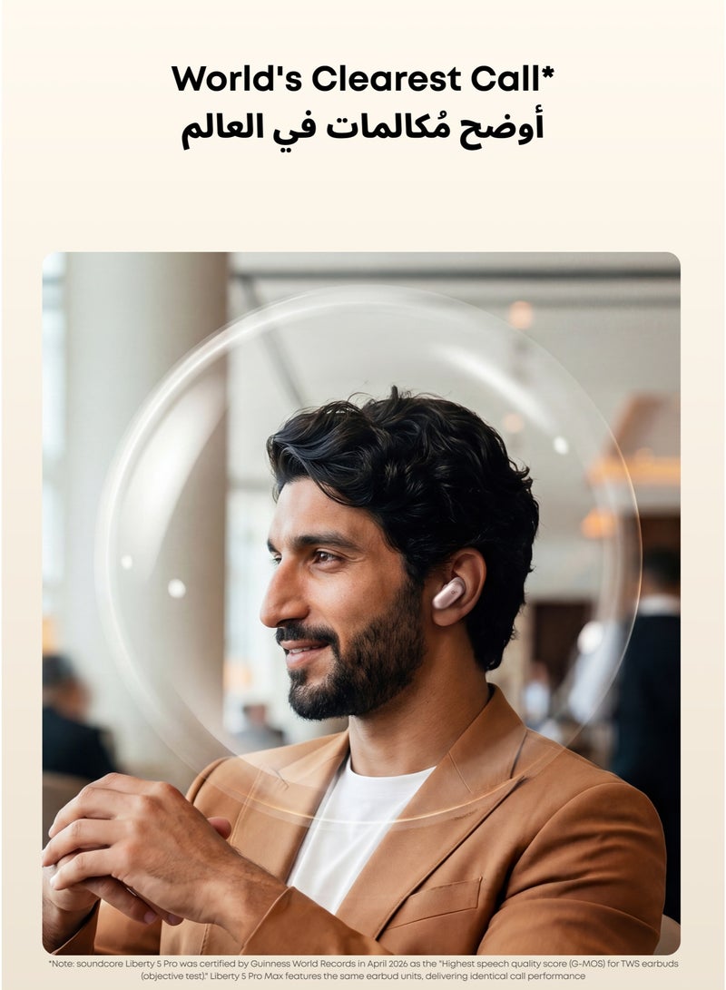 Soundcore Anker soundcore Liberty 5 Pro, ANKER Thus™ AI Chip, World's Clearest Calls, Noise Cancelling Earbuds, Wireless Earbuds, ANC On 6.5H / 28H Playtime, 5 Mins Charge = 4 Hrs Playtime, Wireless Charging Rose Gold - Image 4