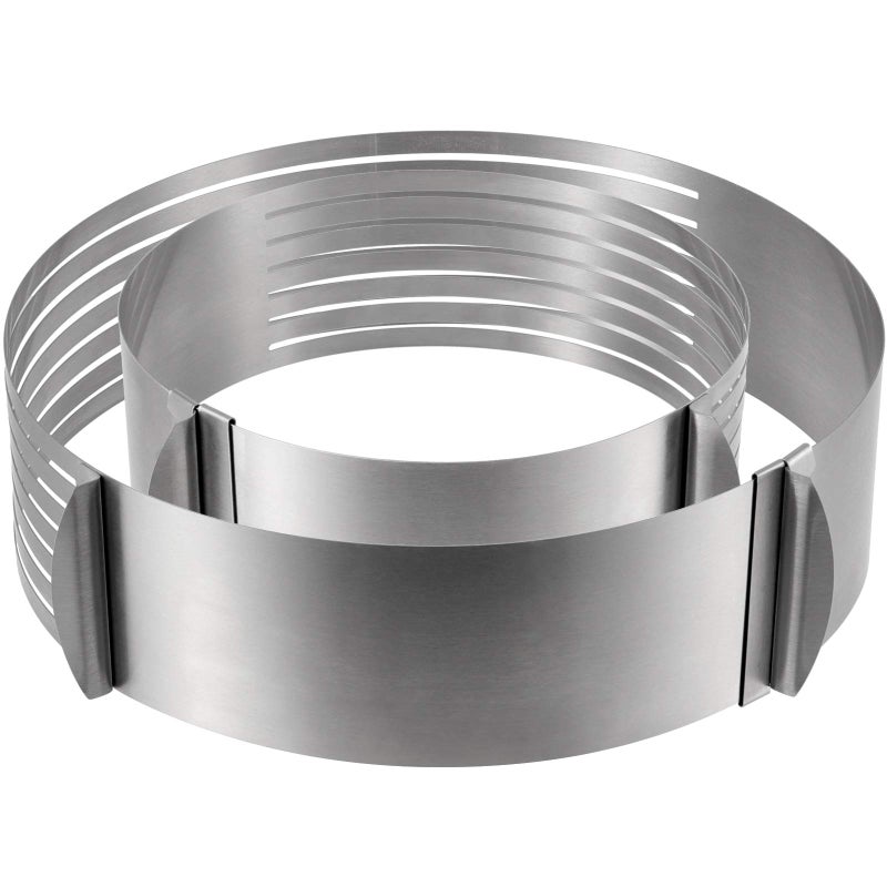 HAKZEON 2 PCS Adjustable Cake Ring Cutter  HAKZEON Stainless Steel 7-Layered Cake Slicer Leveler 6-8 Inch  9-12 Inch Mousse Slicing Round Bread Mold Baking Tool Kit Set for Kitchen DIY Restaurant Bakery - Image 1