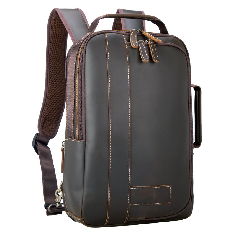 TIDING TIDING Laptop Backpack Men's Leather School Backpack for 15.6 Inch Laptop Bag Expandable Large Travel Backpack for Work Hiking Travel Business Daypacks  - Image 1