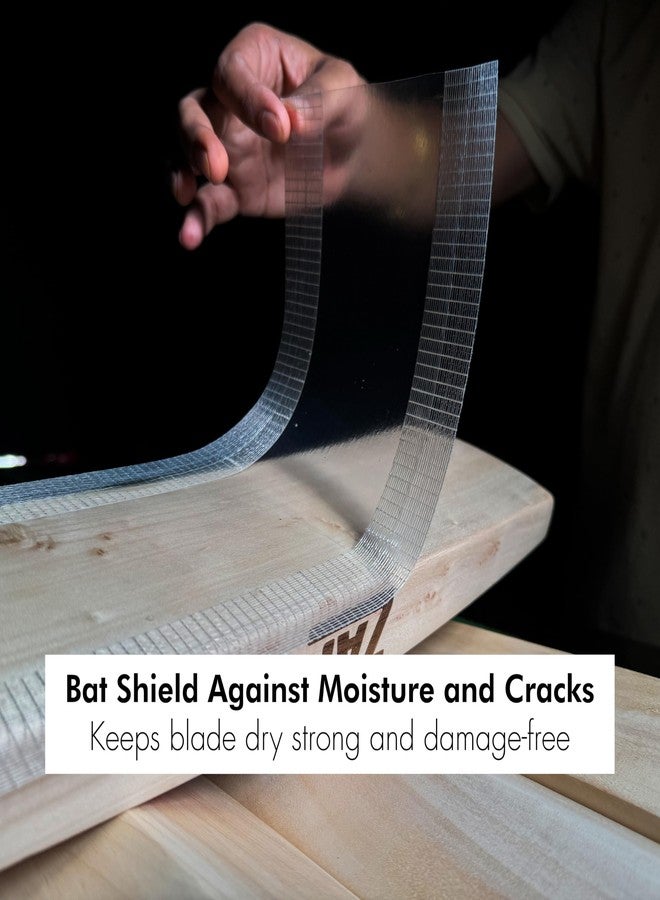 زاب شريط حماية كامل للوجه من الألياف الزجاجية لمضرب الكريكيت ZAP، مضاد للخدش/مضاد للتشقق، مقاوم للماء، شفاف، غير مطوي، مستقيم (350 × 160 مم) (2) - Image 2