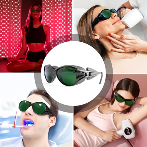 MCWlaser Professional LED Red & Blue Light Therapy Glasses 200nm-2000nm IPL Laser Safety Glasses Protective Goggles for Hair Removal, UV400 Tanning Goggles Cosmetology Operators Eye Protection - Image 5