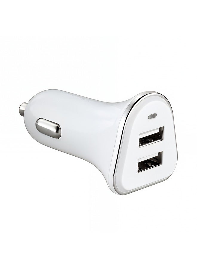 Taimi Dual USB Port Car Charger Fast Charger For Phones and Tablets Compact Design With Overcharge Protection - White - Image 2