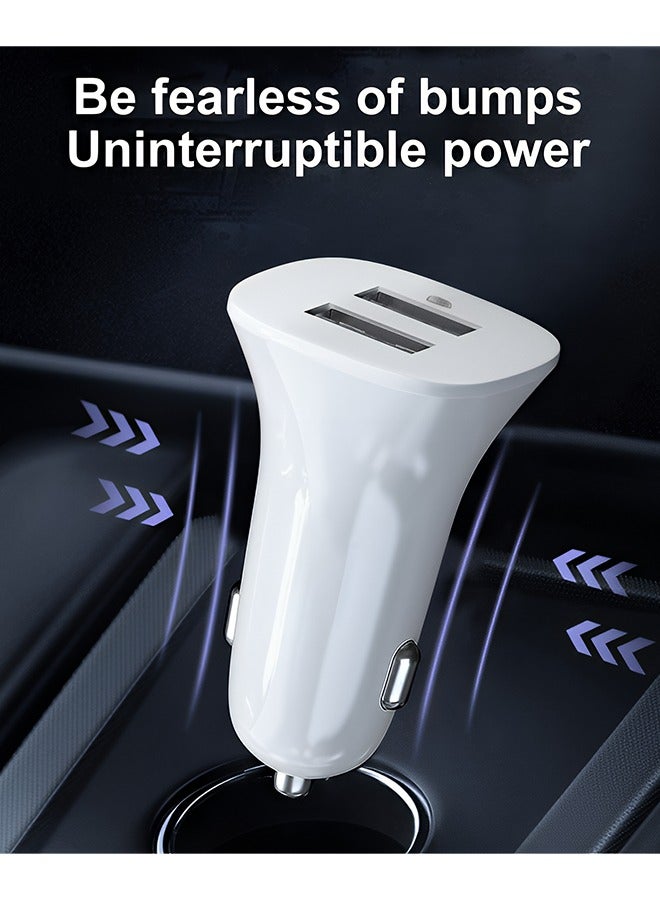 Taimi Dual USB Port Car Charger Fast Charger For Phones and Tablets Compact Design With Overcharge Protection - White - Image 4