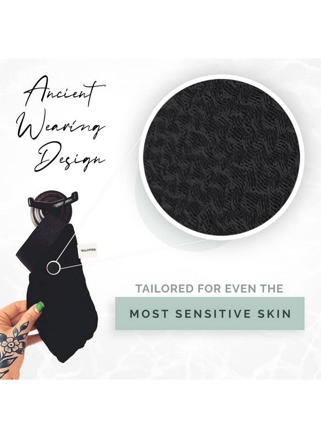 Wildpier Beauty Exfoliating Glove Luxe For Sensitive Skin Mitt Body Scrub For Bath Shower Spa Hand Exfoliator Gloves Dead Skin Cell Remover Plant Based Deep Exfoliation Scrubber Black - Image 4