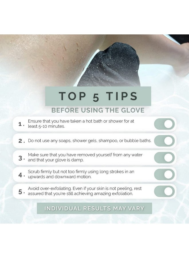 Wildpier Beauty Exfoliating Glove Luxe For Sensitive Skin Mitt Body Scrub For Bath Shower Spa Hand Exfoliator Gloves Dead Skin Cell Remover Plant Based Deep Exfoliation Scrubber Black - Image 3