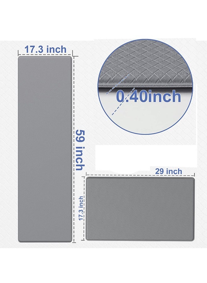 MLADEN 2PCS Non Slip Kitchen Rugs, PU Leather Oil and Water Absorbent Runner Rugs for Kitchen Bathroom Mat Anti Fatigue Cushioned Kitchen Mat in Front of Sink Non-Slip and Durable Kitchen Mats for Floor (45x75cm+45x150cm) - Image 2