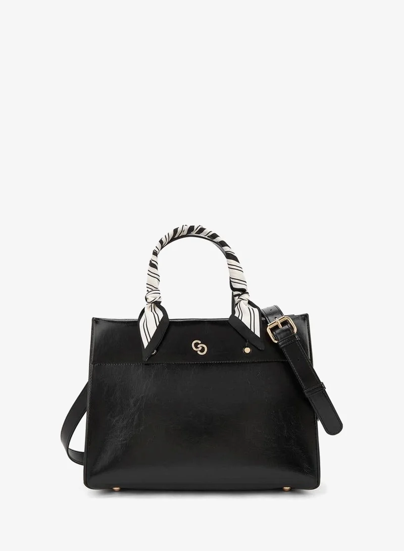 Scarf Accent Tote Bag with Double Handles