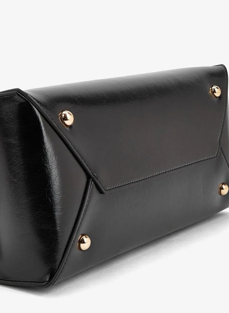 Celeste Black Scarf Accent Tote Bag with Double Handles for Women | Best Price UAE