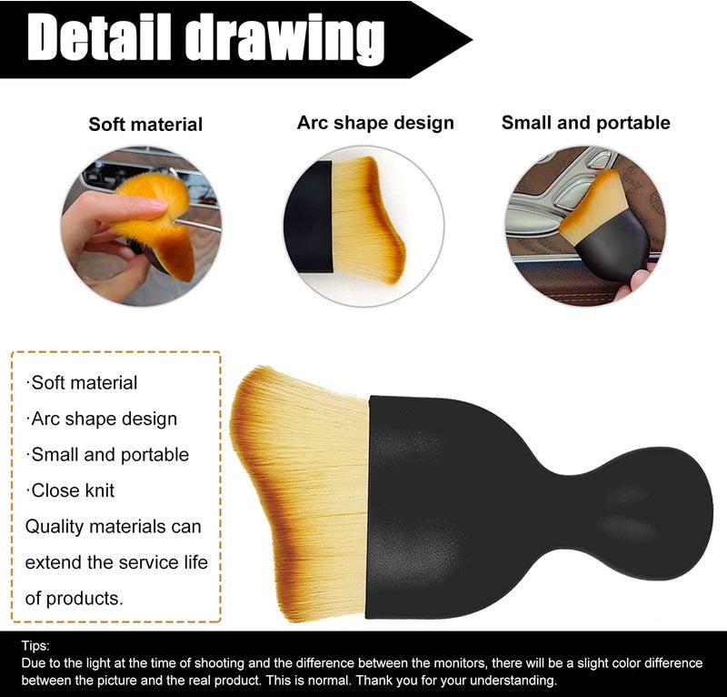 Kitssential® Car Interior Detailing Soft Brush Detailing Interior Auto Interior Soft Hair Removal Brush Scratch Free, Cleaning Dashboard Curved Design Universal Car Brush Tool (Pack of 1) - Image 3