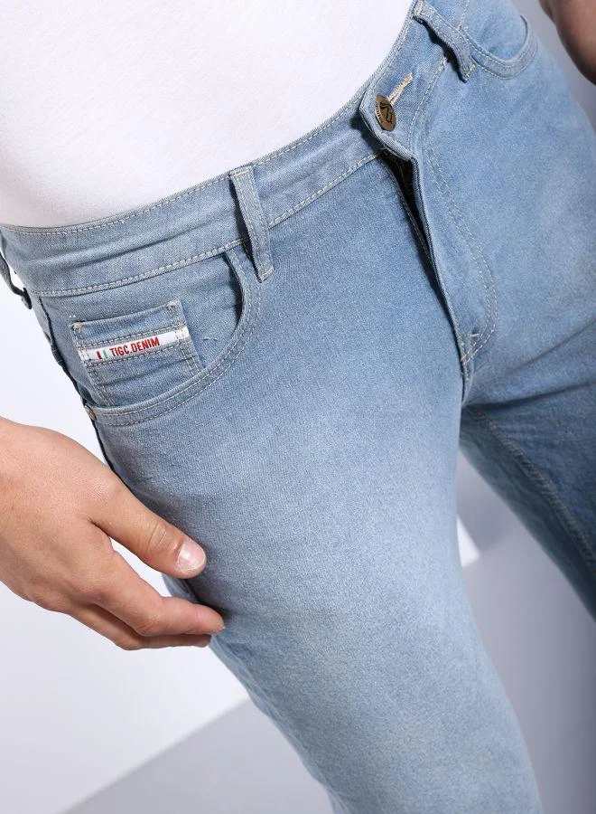 The Indian Garage Co Men Slim Fit Solid Mid-Rise Stretchable Jeans