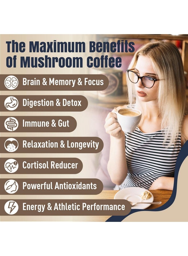 Mushroom Coffee Organic, 11 Superfood Mushrooms includes Lion's Mane, Reishi, Chaga & Ashwagandha, Organic Mushroom Coffee for Focus*, Energy, Memory & Degestion, Low Caffeine & Sugar Free, 5.3oz