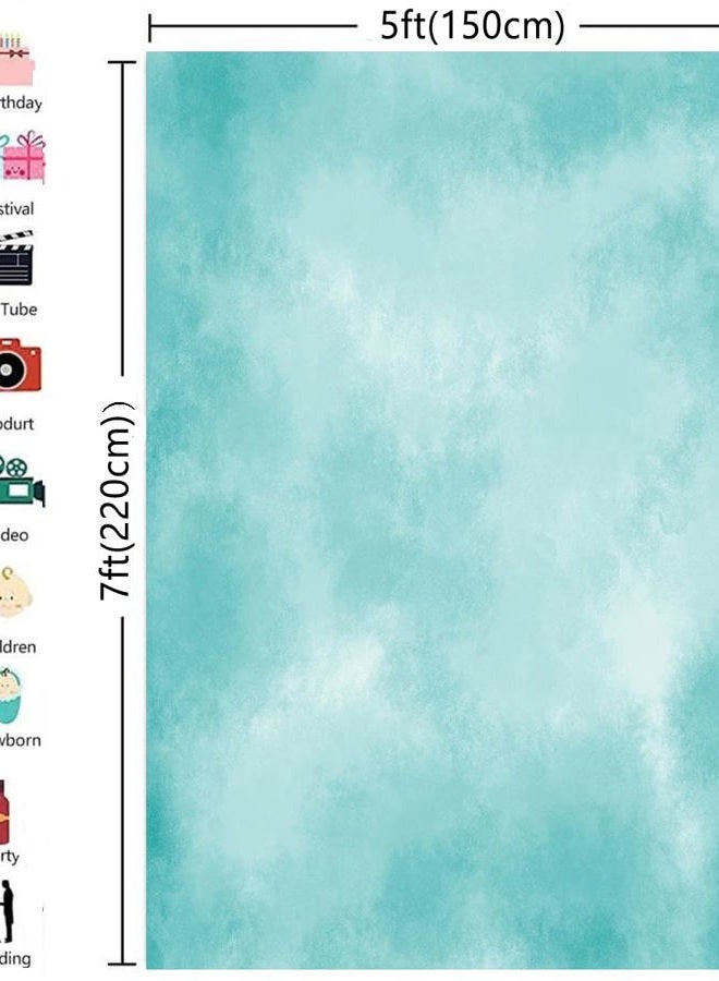 HMTFOTO 5x7ft Aqua Abstract Solid Photography Backdrops Gradient Portrait Photo Booth Background for Photographyer - Image 3