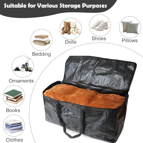 Demao Black Large Moving Bags-6 Pack,Heavy Duty Storage Bag with Handles & Zippers,Foldable Moving Tote Storage Boxs for Clothes,Relocation,College Dorm & Travel Storage-Moving Essentials - Image 3