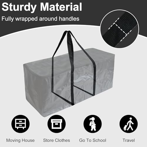 Demao Black Large Moving Bags-6 Pack,Heavy Duty Storage Bag with Handles & Zippers,Foldable Moving Tote Storage Boxs for Clothes,Relocation,College Dorm & Travel Storage-Moving Essentials - Image 5