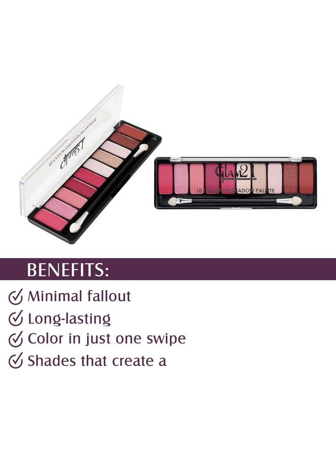 Glam 21 Glam21 Shades Of Trend Eyeshadow Palette ; 10 Highly Pigmented Shades ;Smudge Free & Longlasting ; 13.5Gm Shade 04 - Image 4