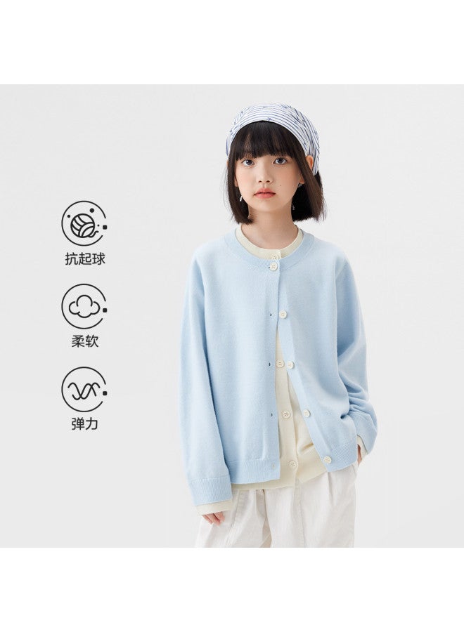 Zuoxi Girls Knitted Cardigan Kids' Open Front Sweater Fake Two-piece Soft & Skin-friendly Autumn Wear 2025 New Collection For Big Kids - Image 2
