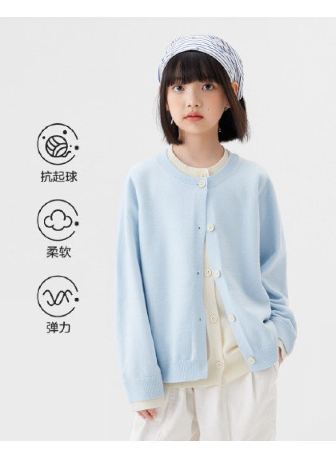 Zuoxi Girls Knitted Cardigan Kids' Open Front Sweater Fake Two-piece Soft & Skin-friendly Autumn Wear 2025 New Collection For Big Kids - Image 1