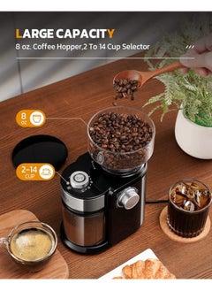 ET-LIFE Electric Burr Coffee Grinder, 18 Grind Settings, Adjustable Burr Mill Coffee Bean Grinder for Espresso, Drip Coffee, French Press and Percolator Coffee, Cleaning Brush Included  - Image 3