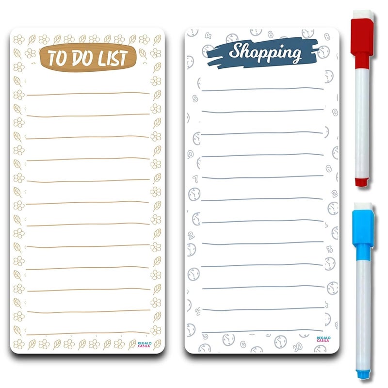 Regalo Casila REGALOCASILA Magnetic to Do List Shopping List Combo Reusable DryErase with 2 Magnetic Marker Pen Fridge Magnet Sticker Kitchen Decoration Home Decor  - Image 1
