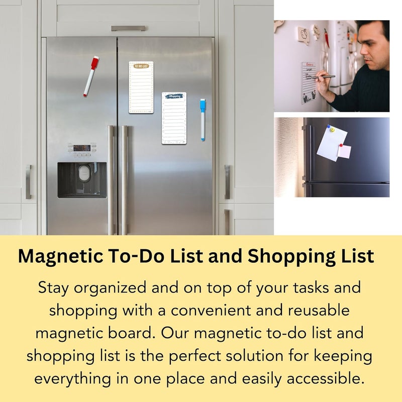 Regalo Casila REGALOCASILA Magnetic to Do List Shopping List Combo Reusable DryErase with 2 Magnetic Marker Pen Fridge Magnet Sticker Kitchen Decoration Home Decor  - Image 4
