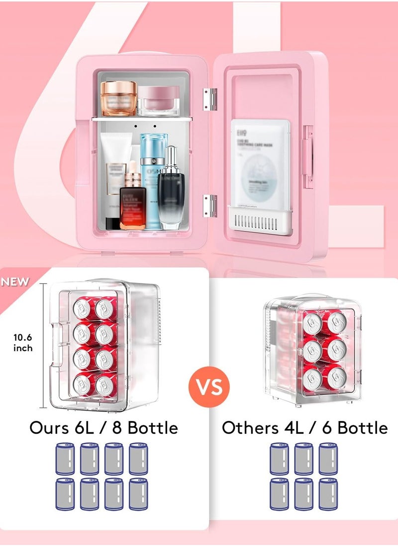 FlashHawk 6L Portable Mini Fridge Cooler and Warmer Small Personal Fridge for Skin Care, Cosmetics, Drinks, Food, Great for Bedroom, Office, Car Fridge, Dorm (Pink)  - Image 5