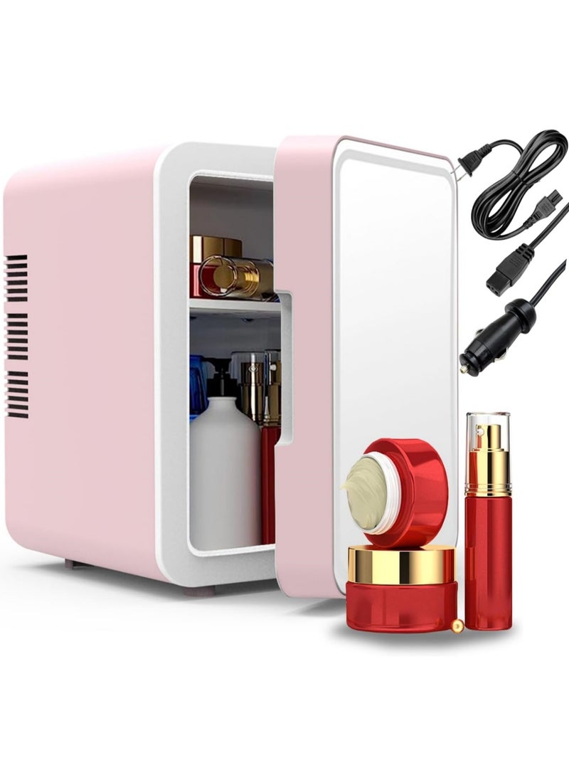 FlashHawk 6L Portable Mini Fridge Cooler and Warmer Small Personal Fridge for Skin Care, Cosmetics, Drinks, Food, Great for Bedroom, Office, Car Fridge, Dorm (Pink)  - Image 1