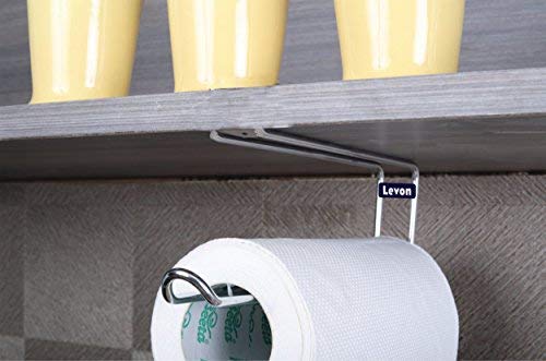 LEVON Levon Multipurpose Stainless Steel Under Shelf Towel Holder for Bathroom | Foil Holder for Kitchen - Size (30 x 235 x 85 mm) - Image 2