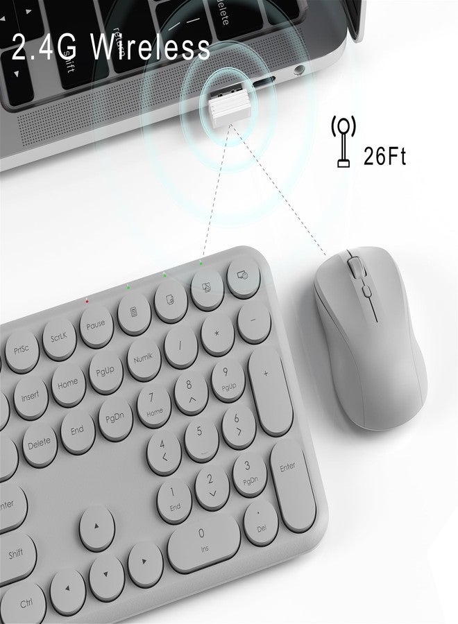 MPTOG Wireless Keyboard and Mouse Set - MPTOG Full-Sized 110Pcs Slim Round Key Design, Quiet Typing, Adjustable DPI Ergonomic Mouse, Wireless Combo for PC, Mac, Laptop, Tablets(Space Gray) - Image 5
