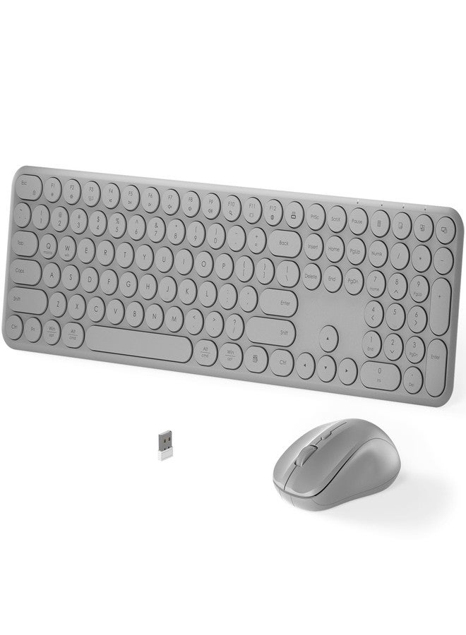 MPTOG Wireless Keyboard and Mouse Set - MPTOG Full-Sized 110Pcs Slim Round Key Design, Quiet Typing, Adjustable DPI Ergonomic Mouse, Wireless Combo for PC, Mac, Laptop, Tablets(Space Gray) - Image 1