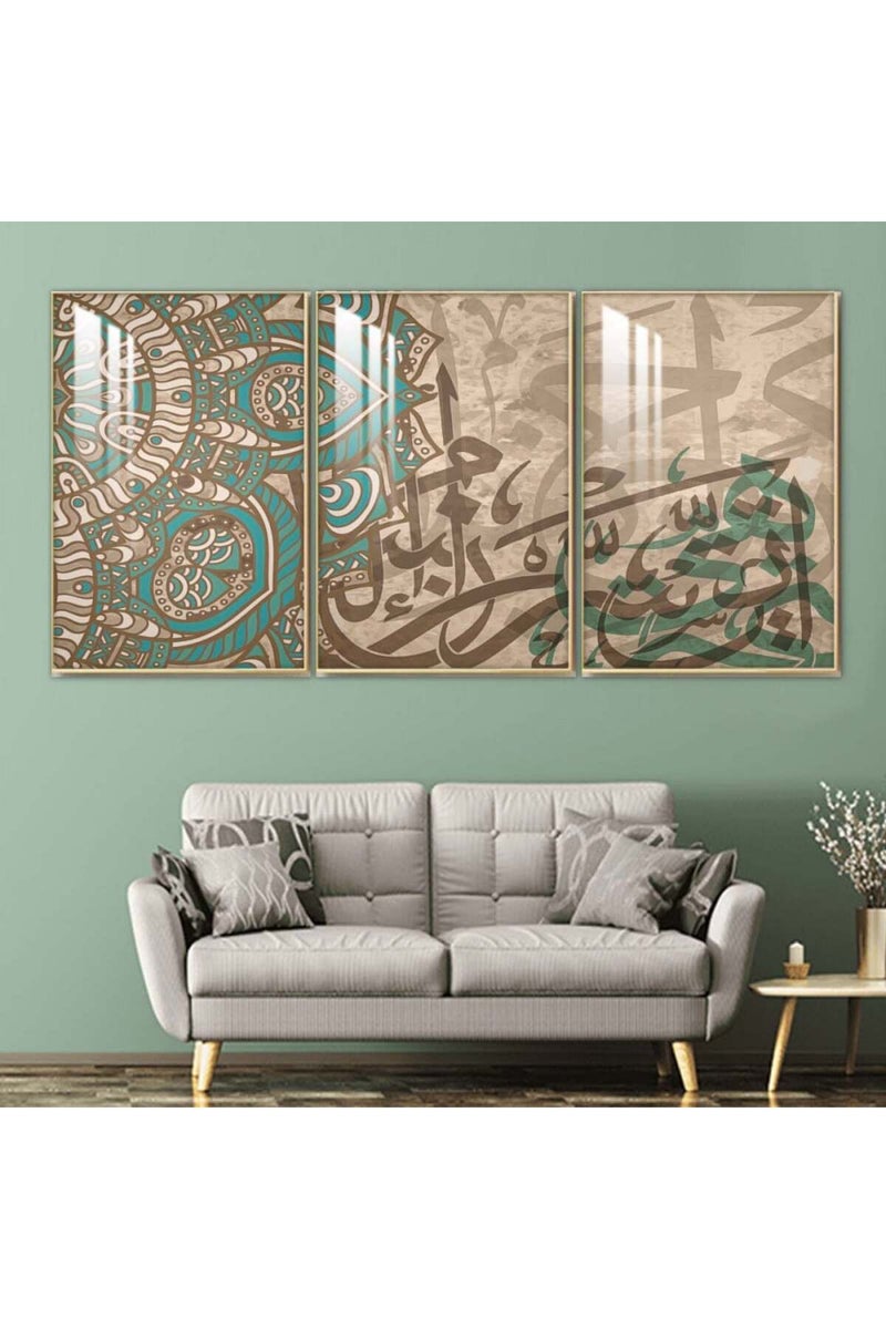 ماركتنا ثلاث لوحات جدارية خشبية بإطار وطبقة أكريليك شفافة - Image 1