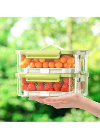 2pcs Clear Crisper Box Fridge Organizers Stackable Refrigerator Storage Containers with Drainage Board and Ice Compartment for Food Drinks Vegetable（1000ml) - pzsku/Z3E49581EDF4A0D19AA38Z/45/1743477656/0326ba3b-c6e4-4f95-9ddb-8572d4336e6f