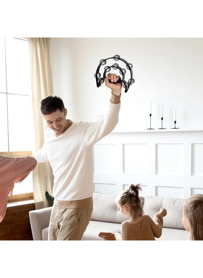 Megarya - Megarya Double Row Metal Jingles Half-Moon Tambourine Versatile Percussion for Dynamic Performances(Black) - Image 1