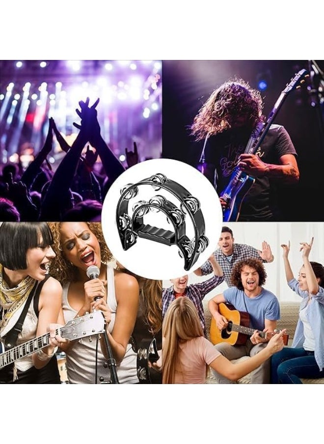 Megarya - Megarya Double Row Metal Jingles Half-Moon Tambourine Versatile Percussion for Dynamic Performances(Black) - Image 1
