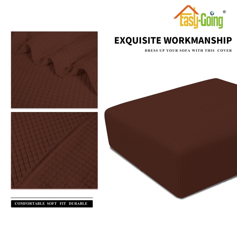 Easy-Going Stretch Square Ottoman Cover 40x40x15 inch Folding Storage Stool Furniture Protector Soft Rectangle slipcover with Elastic Bottom Coffee - Image 4