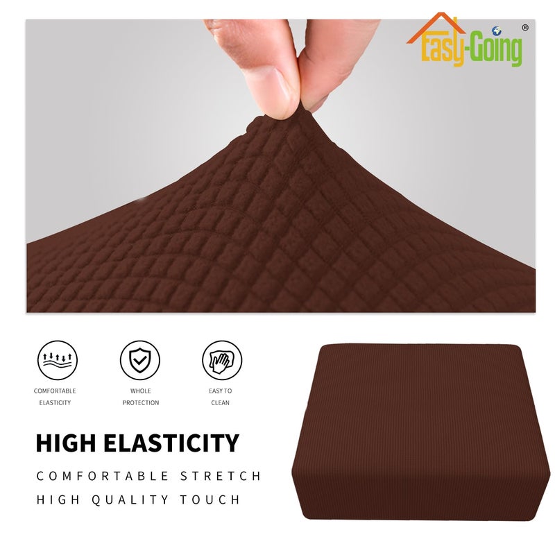 Easy-Going Stretch Square Ottoman Cover 40x40x15 inch Folding Storage Stool Furniture Protector Soft Rectangle slipcover with Elastic Bottom Coffee - Image 3