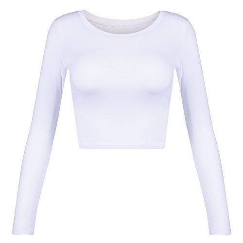 Artivaly Womens Long Sleeve Crop Tops Basic Teen Girl Clothes Casual Cute Yoga Shirts Layering Slim Fitted Workout T-Shirt White - Image 1