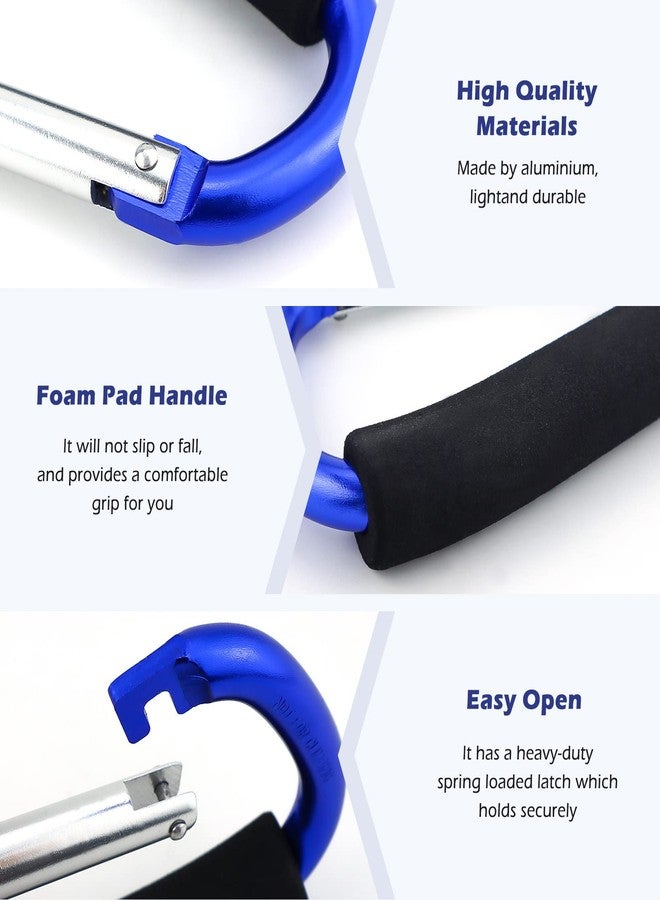 JIALEEY Grocery Bag Shopping Bag Holder Handle Carrier Tool Multi Purpose Snap Hook Stroller Hook Set Organizer Accessories with Soft Foam Grip for Hanging, Pack of 2, Blue - Image 4