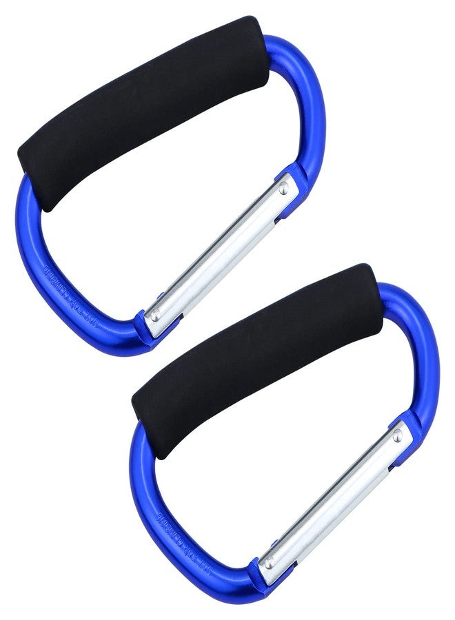 JIALEEY Grocery Bag Shopping Bag Holder Handle Carrier Tool Multi Purpose Snap Hook Stroller Hook Set Organizer Accessories with Soft Foam Grip for Hanging, Pack of 2, Blue - Image 1