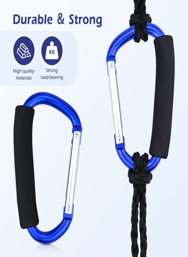 JIALEEY Grocery Bag Shopping Bag Holder Handle Carrier Tool Multi Purpose Snap Hook Stroller Hook Set Organizer Accessories with Soft Foam Grip for Hanging, Pack of 2, Blue - Image 3