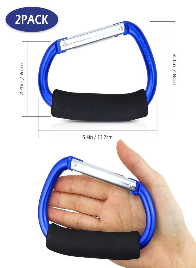 JIALEEY Grocery Bag Shopping Bag Holder Handle Carrier Tool Multi Purpose Snap Hook Stroller Hook Set Organizer Accessories with Soft Foam Grip for Hanging, Pack of 2, Blue - Image 2