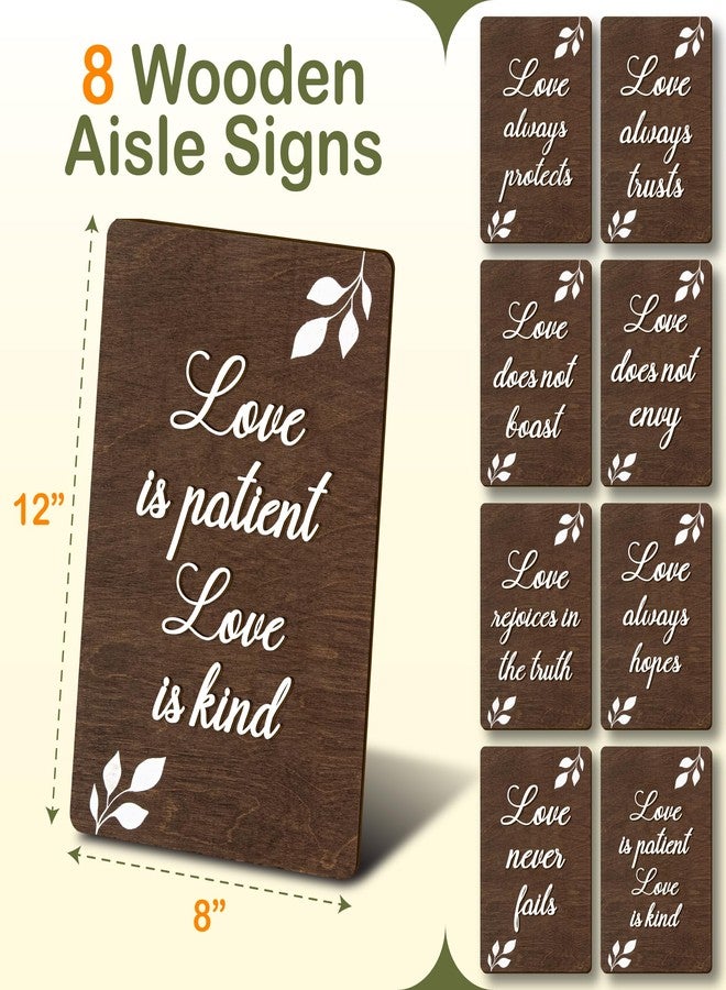 Stofinity Love Is Patient Wedding Aisle Signs - Set Of 8 Rustic Wedding Aisle Decorations For Ceremony And Reception, 1 Corinthians 13 Wooden Wedding Signs For Wedding Decor - Image 2