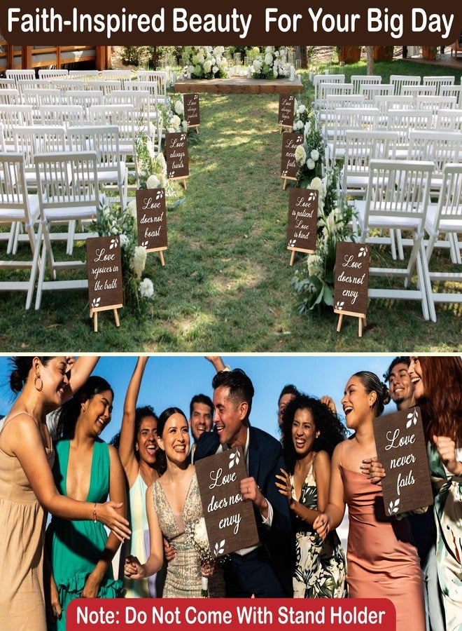 Stofinity Love Is Patient Wedding Aisle Signs - Set Of 8 Rustic Wedding Aisle Decorations For Ceremony And Reception, 1 Corinthians 13 Wooden Wedding Signs For Wedding Decor - Image 3