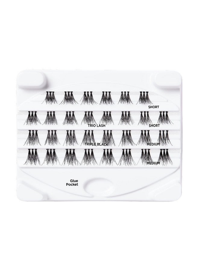 iEnvy False Eyelashes Triple Black Knotted Individual Trio Lashes 3X Volume Reusable Eyelash Clusters (Sm) - Image 2