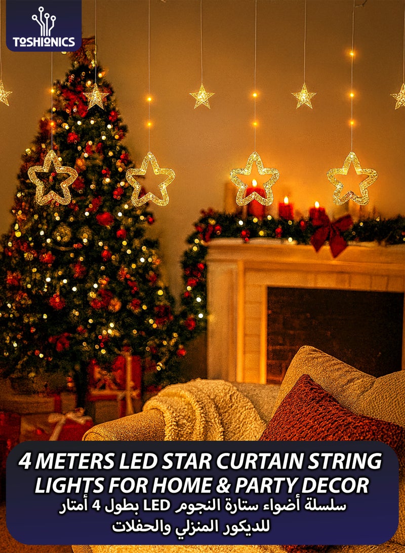 Toshionics 4 Meters Star LED Christmas String Lights with Decorative Hanging Ornaments – Warm White Festive Lights with 8 Modes, Plug Operated Wall Hanging for Indoor Christmas Decoration - Image 1