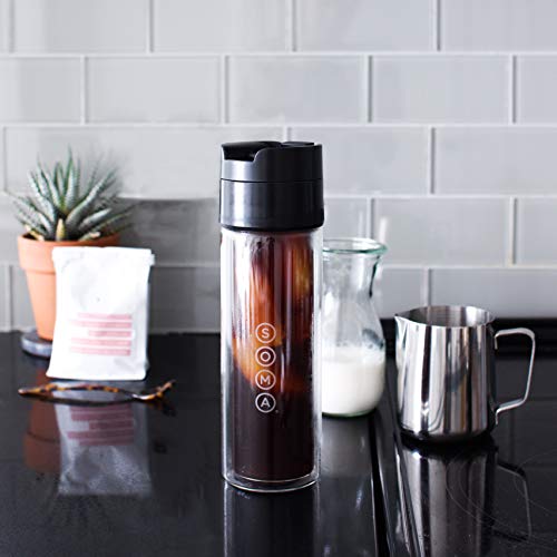 SOMA Double Wall Glass Tea and Coffee Cold Brew Bottle, Black, 12oz (SM18501K) - Image 5